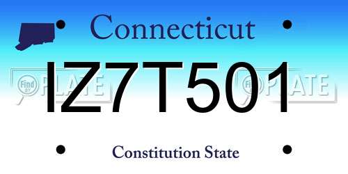 IZ7T501 Connecticut License Plate