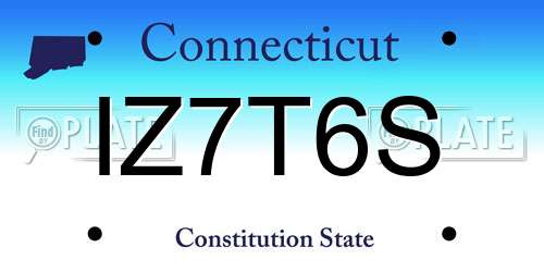 IZ7T6S Connecticut License Plate