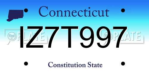 IZ7T997 Connecticut License Plate