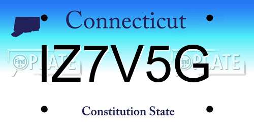 IZ7V5G Connecticut License Plate