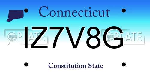 IZ7V8G Connecticut License Plate