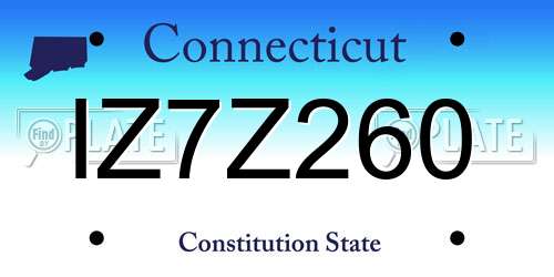 IZ7Z260 Connecticut License Plate