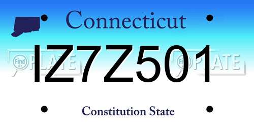 IZ7Z501 Connecticut License Plate