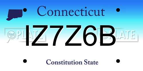 IZ7Z6B Connecticut License Plate
