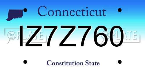IZ7Z760 Connecticut License Plate