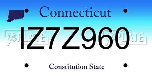 IZ7Z960 Connecticut License Plate