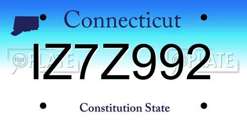 IZ7Z992 Connecticut License Plate