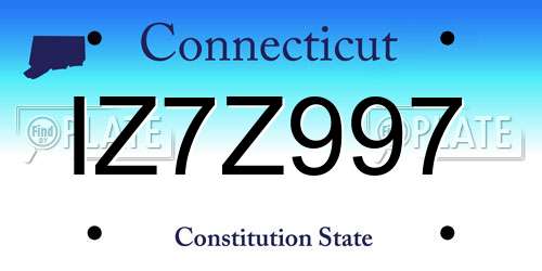 IZ7Z997 Connecticut License Plate