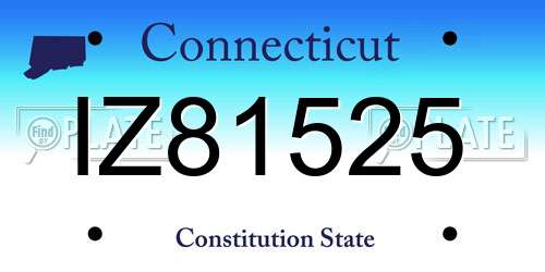 IZ81525 Connecticut License Plate