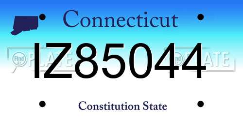 IZ85044 Connecticut License Plate