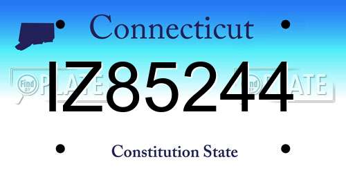 IZ85244 Connecticut License Plate