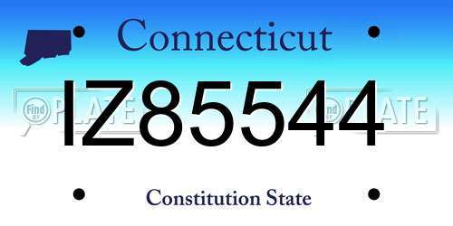IZ85544 Connecticut License Plate