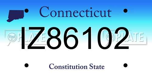 IZ86102 Connecticut License Plate