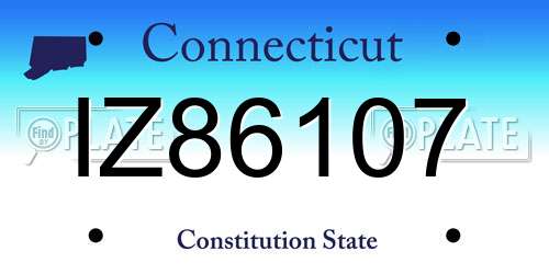 IZ86107 Connecticut License Plate
