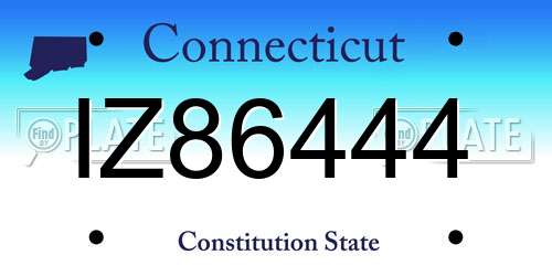 IZ86444 Connecticut License Plate