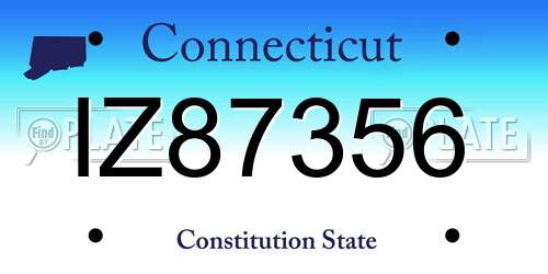 IZ87356 Connecticut License Plate