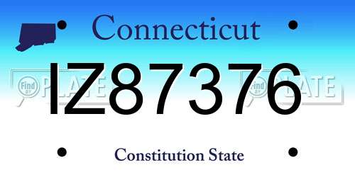 IZ87376 Connecticut License Plate