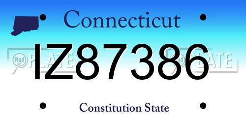 IZ87386 Connecticut License Plate