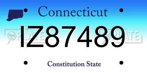 IZ87489 Connecticut License Plate
