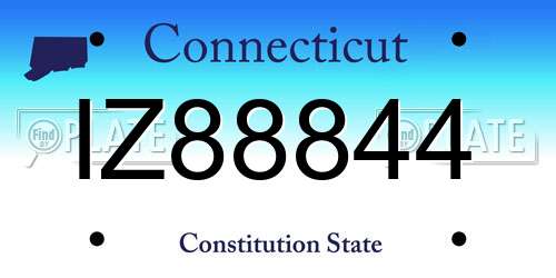 IZ88844 Connecticut License Plate