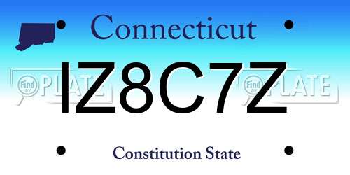 IZ8C7Z Connecticut License Plate