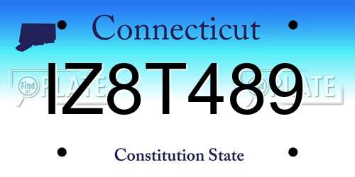 IZ8T489 Connecticut License Plate