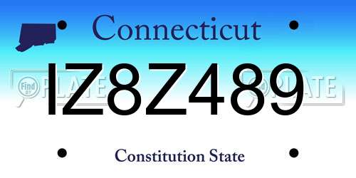 IZ8Z489 Connecticut License Plate
