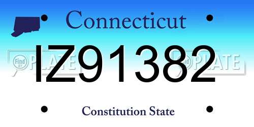IZ91382 Connecticut License Plate