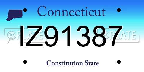 IZ91387 Connecticut License Plate