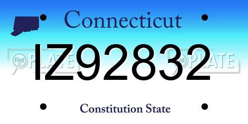 IZ92832 Connecticut License Plate