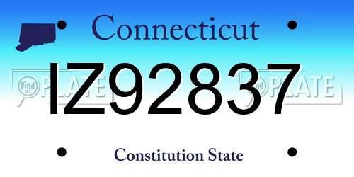 IZ92837 Connecticut License Plate