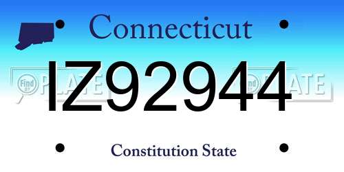 IZ92944 Connecticut License Plate