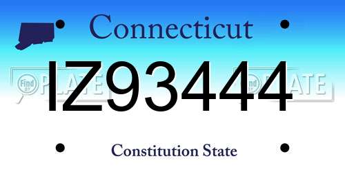 IZ93444 Connecticut License Plate