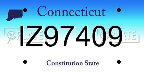 IZ97409 Connecticut License Plate
