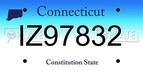 IZ97832 Connecticut License Plate