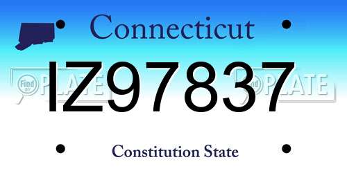 IZ97837 Connecticut License Plate