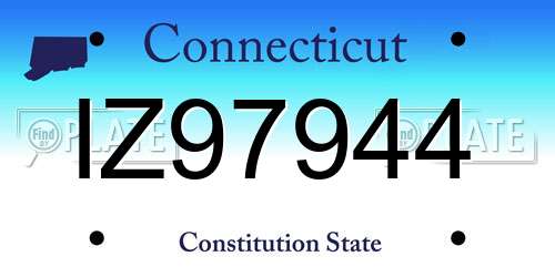 IZ97944 Connecticut License Plate