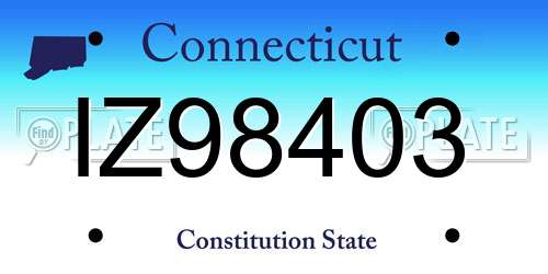 IZ98403 Connecticut License Plate