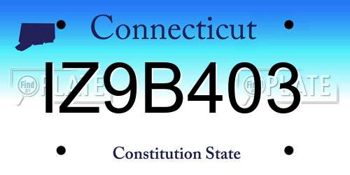 IZ9B403 Connecticut License Plate