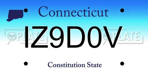 IZ9D0V Connecticut License Plate