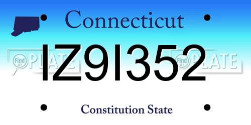 IZ9I352 Connecticut License Plate