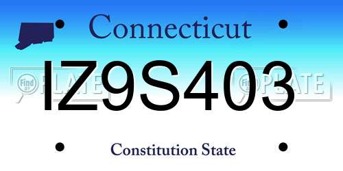 IZ9S403 Connecticut License Plate