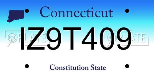 IZ9T409 Connecticut License Plate