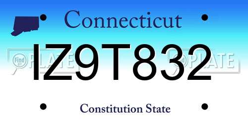 IZ9T832 Connecticut License Plate