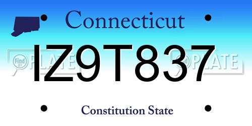 IZ9T837 Connecticut License Plate