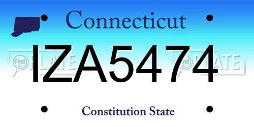 IZA5474 Connecticut License Plate