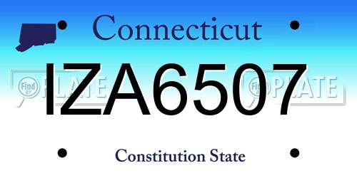 IZA6507 Connecticut License Plate