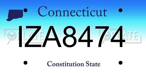 IZA8474 Connecticut License Plate