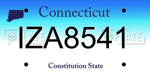 IZA8541 Connecticut License Plate