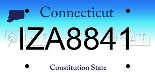 IZA8841 Connecticut License Plate